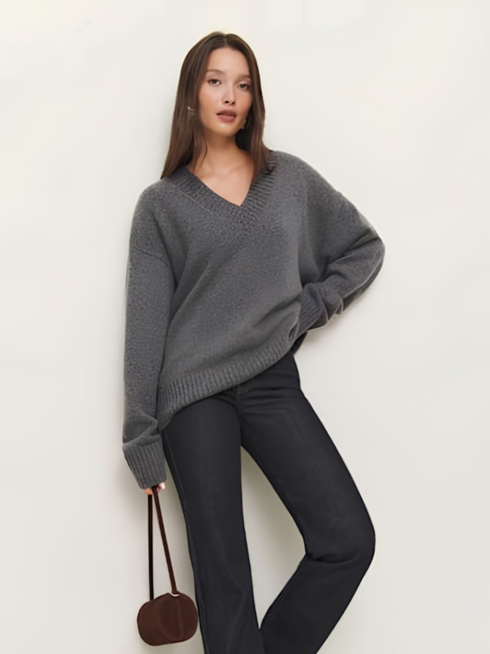 Reformation Jadey Cashmere Oversized V-Neck Sweater - Picture 2 of 6